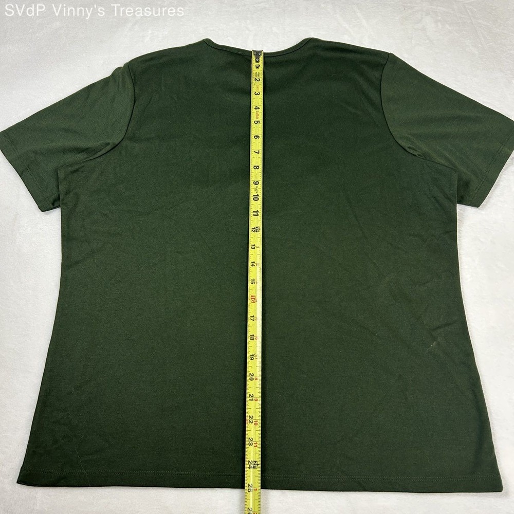 Vintage Y2K Jason Maxwell Women's Olive Green Big Cat Embroidered T-Shirt XL NWT - Picture 8 of 9